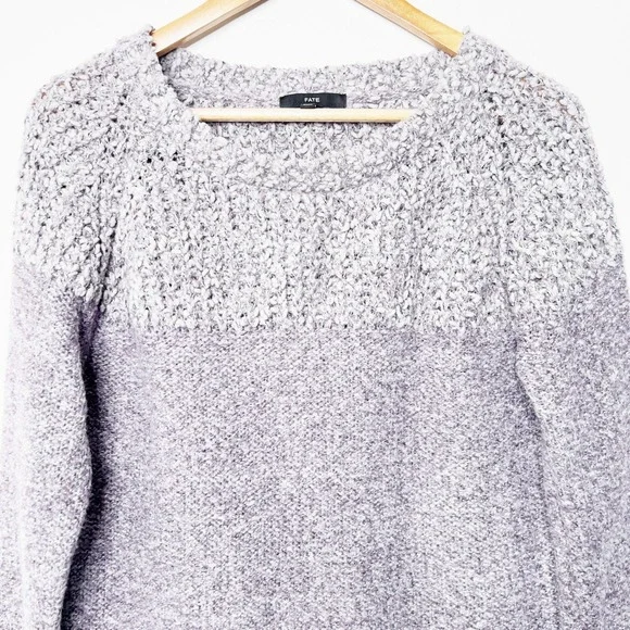 Fate Womens Lavender Colorblock Popcorn Knit Crew Neck Classic Sweater Size M - Picture 3 of 8